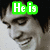 A four- shows a person's face with changing text overlays: green 'He is', blue '500000', red 'HOT', and empty space