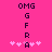 Pixelated pink background with dark text "OMG" above vertical letters G F R A and light pink hearts below, showing animation change in heart positions.
