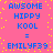 Pixelated text on pink background with yellow dots, showing identical blue and yellow lettering in two vertical