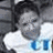 A pixelated image of a person in a white shirt with blue text, showing two states: one without and one with a small circular graphic above the head.
