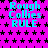 A static image with a bright pink background covered in small black stars, displaying the text "Rough Collies RULE" repeated six times in cyan pixelated font.