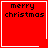 Red square icon with "merry christmas" text and white border, featuring a heart symbol in the bottom-right corner of one