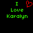 Green text 'I Love Koralyn' with a red pixelated heart symbol above 'Love' on a black background.