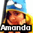 Pixelated image of a person with blonde hair wearing a blue hat, a blue heart symbol, and a blue cartoon character with a frown.