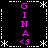 Pixel art icon with vertical pink text "GINA" flanking a central white asterisk on black background, repeated four times in symmetrical layout