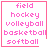 Four identical pink pixelated text with sports terms, each bordered by a pink frame, with two featuring additional symbols