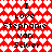Red background with white heart pattern and black text repeating 'I Love Stephanie van Sciver' in two