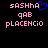 Pixelated text in pink and blue on black background, with a heart symbol replacing the 'A' in 'sashna'.