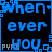A 4x3 contact sheet of pixelated blue text on black backgrounds with a blue square border, showing sequential frames from an animated icon where the visible text changes across frames.