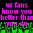 Pixelated text in bright pink and green on black background, repeating 'ur fans know you better than you do' with green pixelated shapes below.