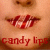 Animated contact sheet of a person's mouth with candy-striped lips and changing text, arranged in 4x3 grid on gray background.