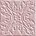 A static square image with a light pink background featuring an intricate white and dark pink swirling floral or vine pattern.