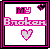 Animated contact sheet of 24 AIM buddy icon frames showing a pink and black pixel art design with text changes, heart symbols, and broken heart animations.