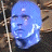 Animated contact sheet showing three frames of a blue-skinned character with bald head and dark clothing against brown background, displaying subtle facial expression changes across sampled frames.
