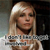 A nine- shows a woman saying 'I don't like to get involved...' and a man repeatedly leaning over a dark object, with the final showing her adding 'but I like to watch.'
