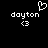 Pixelated white text 'dayton' with a heart symbol above and '<3' below on black background.
