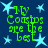 Green pixelated text reads "My Coops are the best" over a dark blue background with light blue stars.