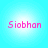 Four identical pixelated text displays of 'Siobhan' in pink on a light blue gradient background with white center glow.