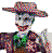Pixelated character icons arranged in a , featuring comic book figures with distinct costumes and poses against a solid gray background
