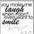Pixelated black-and-white image with handwritten-style text reading "Laugh from now on to double" and faint pinkish scribbles below.
