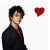 A 50x50 pixel animated contact sheet showing two frames of a character with black hair and red tie, one frame featuring a red heart symbol above the character's head.