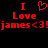 Red pixelated text and symbols on black background: 'I' with heart symbol, 'Love', 'james<3!james<3!' repeated side-by-side.