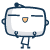 Two pixelated cartoon characters with white bodies, dark blue outlines, and orange triangular noses stand side-by-side against a gray background.
