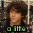 A pixelated image of a person with curly brown hair in a , with text overlays and heart symbols