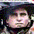 Two side-by-side pixelated faces with dark hair and hats, below red text reading "Ladder 49" on a white background.