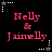 Black background with red text reading "Nelly & Jaimelly" and white star-shaped corner decorations.