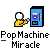 Pixel art animation of a yellow figure interacting with a blue machine, showing sequential changes in pose, expression, and object interaction.