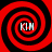 Four identical red and black spiral patterns arranged in a , each containing the text "KLN" in white