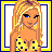 Pixel art contact sheet of a blonde cartoon woman in yellow polka-dot bikini across multiple frames showing full body, torso, legs, and text labels.