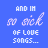 Animated contact sheet of 5x5 frames showing a blue background with white text 'and im so sick of love songs...' and 'so sad & show' fading in/out across sampled animation frames.
