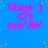 Blue background with white dots, pink text 'Stano :)', 'it's you* &+', and a small pink arrow symbol repeated in