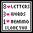 Pixelated icon with black text on white background displaying '8 LETTERS', '3 WORDS', '1 MEANING' and 'I LOVE YOU' in a