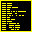 Six yellow pixelated on black background with one gray , each containing distinct horizontal line arrangements