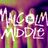 Pixelated static image with vibrant purple, pink, green, and yellow hues forming abstract shapes and partial text fragments.