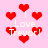 Pixelated pink background with red heart shapes and repeated white text 'I Love Trevor!' in a pattern