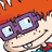 A 48x48 pixel animated contact sheet showing three frames of a Rugrats character with orange hair and purple glasses, displaying different facial expressions across the sampled frames.