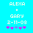 Pixelated text and symbols on a cyan background with two variations of pink and purple asterisks below the date.