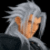 Pixelated character with silver hair and dark clothing against black background, next to white text reading 'the aprior' in blocky font.