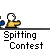 Animated sequence of pixelated figures in yellow and blue shirts performing spitting actions with text "Spitting Contest" below each frame.