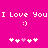 Pixelated pink background with repeated white text "I Love You" and smiley faces, plus heart symbols below.