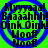 A static image with a bright green background and four blue spiral patterns, each containing text in black pixelated font.