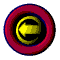 Animated contact sheet showing five frames of a rotating 3D circular icon with layered rings and central yellow arrow symbol on gray background.