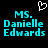 Pixelated cyan text reading "MS. Danielle Edwards" on black background with white heart outline above text.