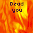 A pixelated image with fiery orange and yellow background displaying 'Deed you' text in dark blue, with one section showing a gray background.