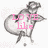 Animated grayscale icon of a figure playing a cello with pink text overlays changing across frames.