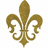 Golden fleur-de-lis symbol with three stylized lily petals on a white background, rendered in pixelated low-resolution style.